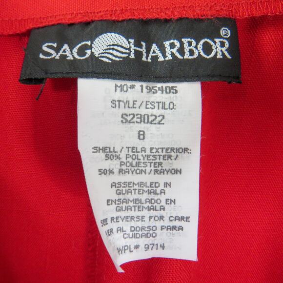 1990s Sag Harbor Vintage Trousers Red Straight Leg High Rise Pants 27" Twee - Picture 6 of 6